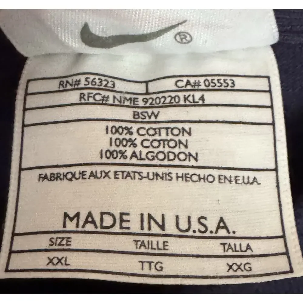 Nike T-Shirt 2XL Y2K Mock Neck Long Sleeve Blue Embroidered Swoosh
